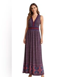 Wisp Boho Maxi Dress Sleeveless V-Neck Print Size 8